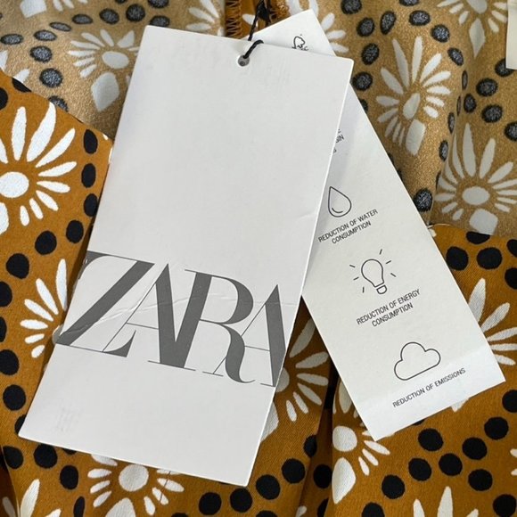 Women's Zara Flared Print Pants in Brown, Size XS - Picture 4 of 5